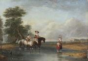Cornelius Krieghoff Fording a River painting